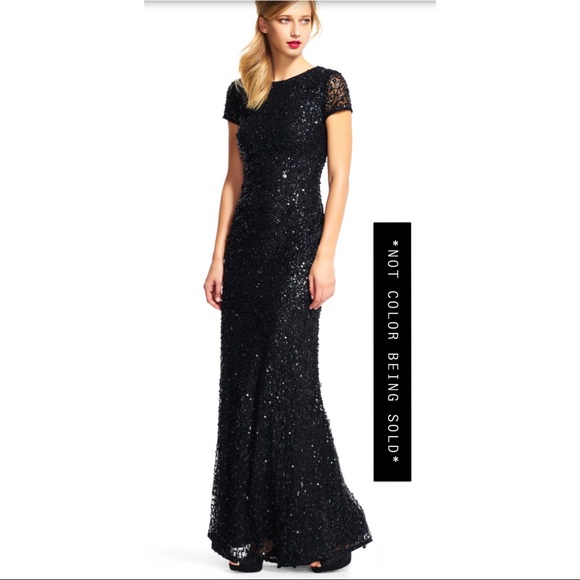 Adrianna Papell Purple Sequin Gown - Picture 1 of 8